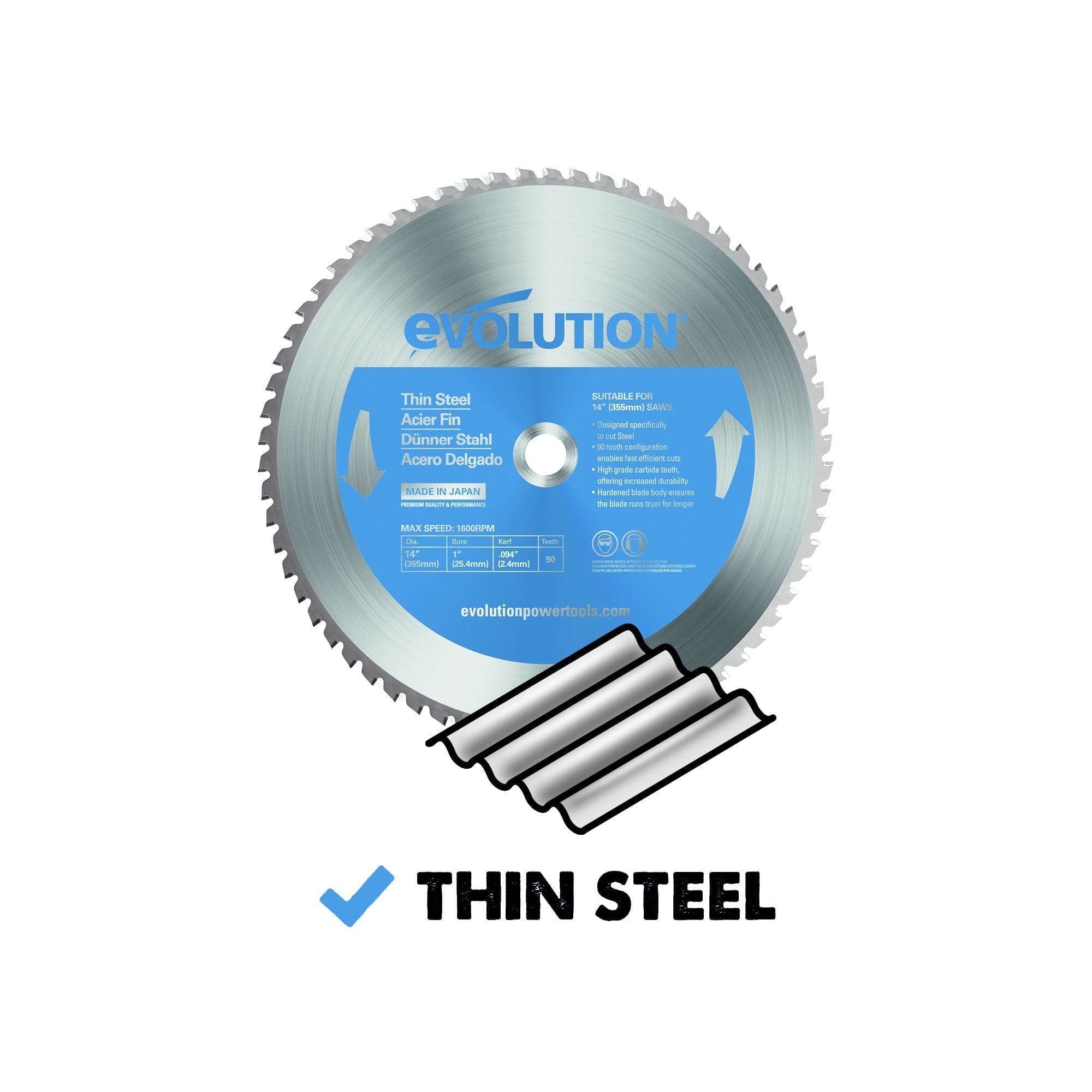 Evolution 355mm TCT list za preklopnu pilu za tanki čelik, 90 zuba