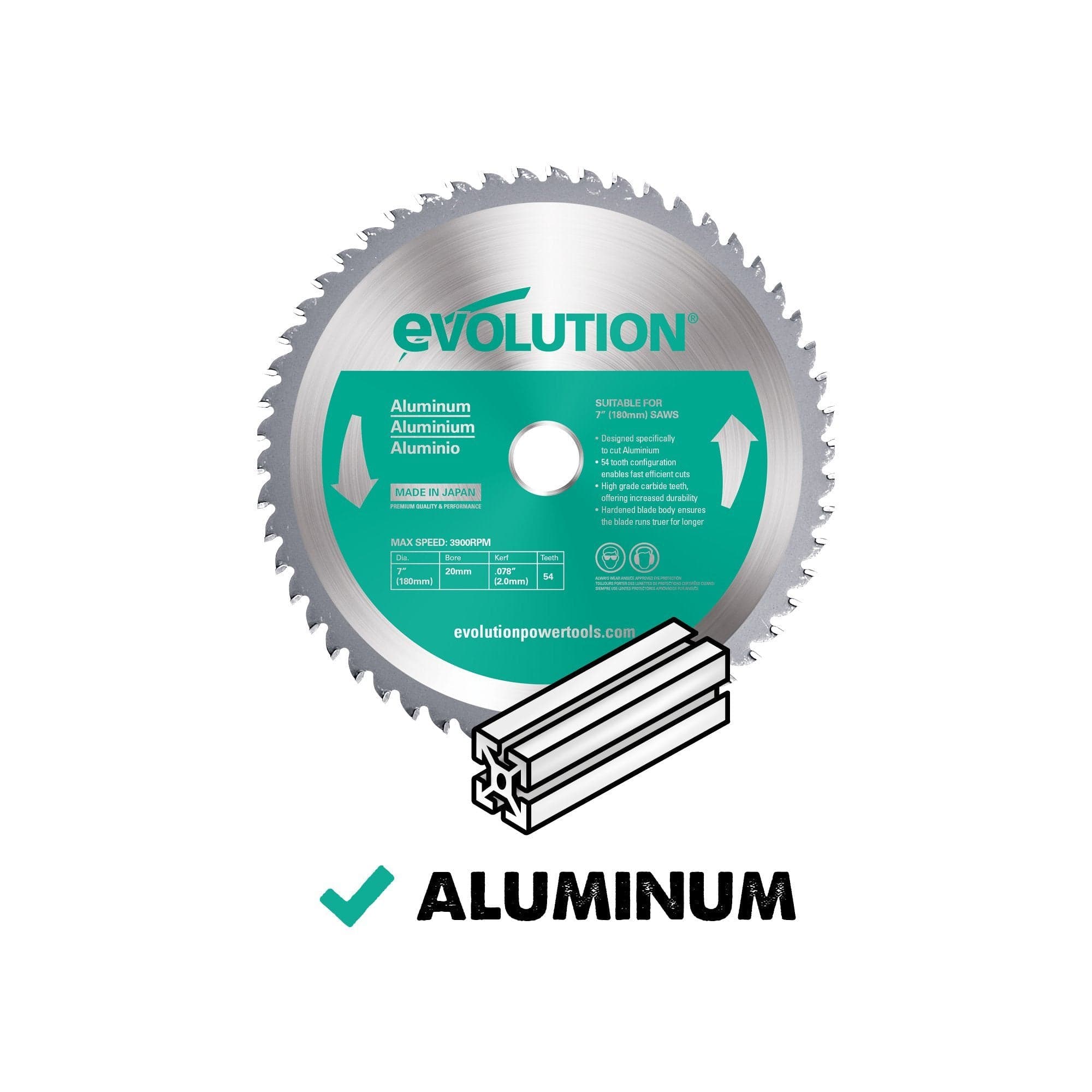 Evolution 180mm TCT list za kružnu pilu za aluminij, 54 zuba