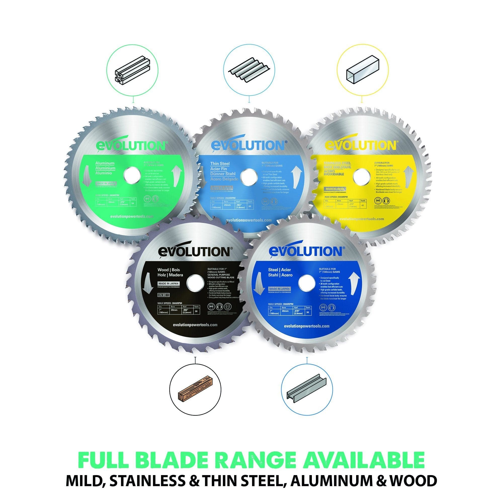 Evolution 180mm TCT list za kružnu pilu za aluminij, 54 zuba