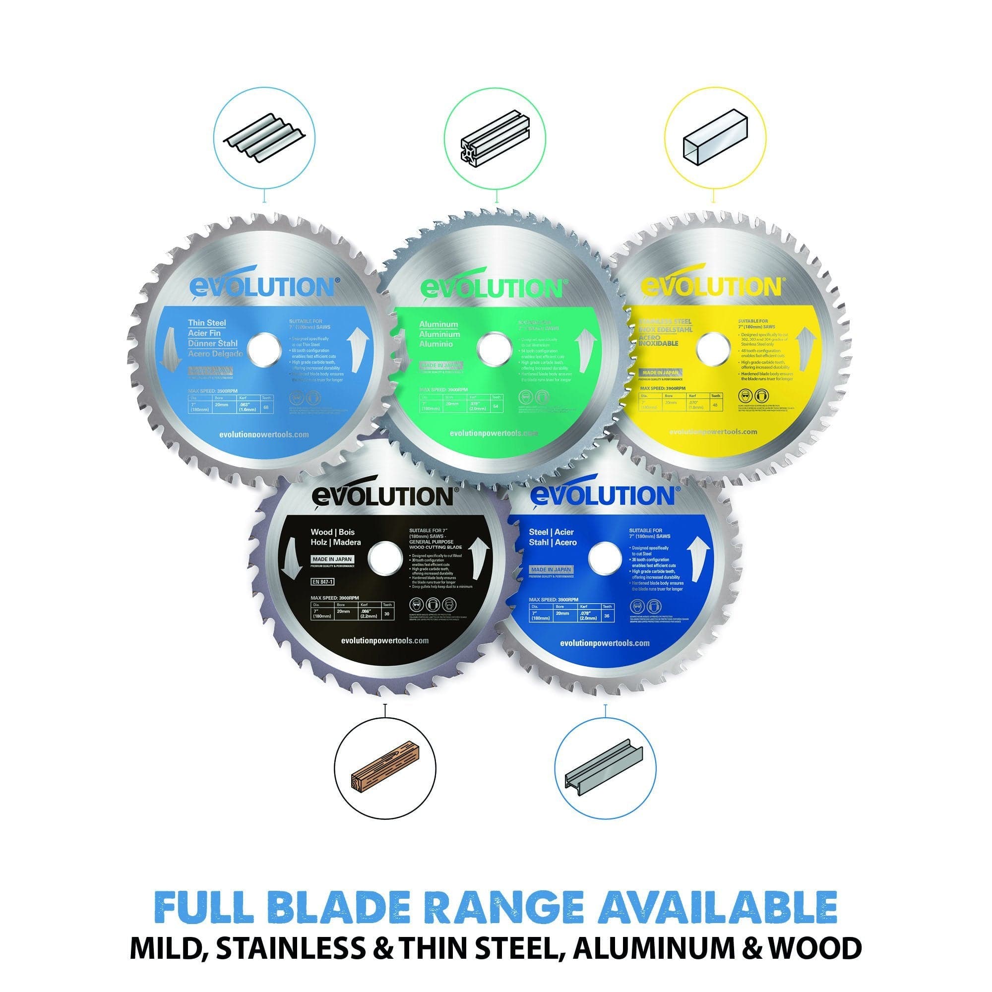 Evolution 180mm TCT list za kružnu pilu za tanki čelik, 68 zuba