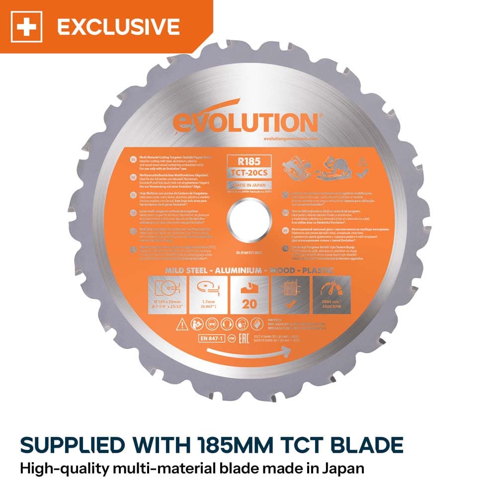 Evolution R185CCSX+ 185mm kružna pila s TCT listom za više materijala