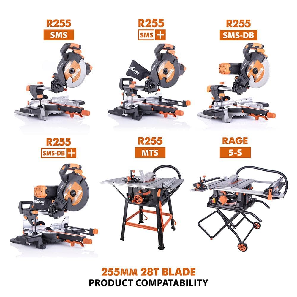 Evolution 255mm list za kutne i stolne pile za više materijala, 28 zuba