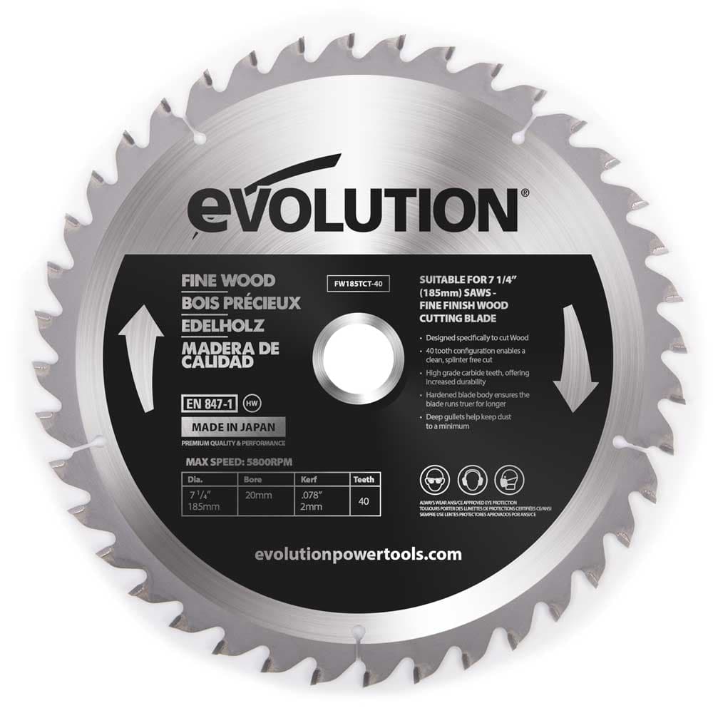 Evolution 185mm list kutne/kružne pile za fino rezanje drva 40 zuba