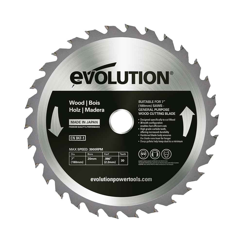 Evolution 180mm list za kružnu pilu za drvo, 30 zuba