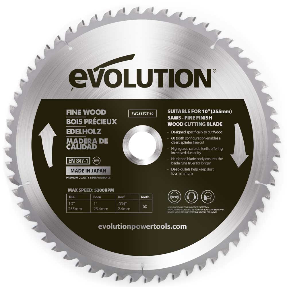 Evolution 255mm TCT list za fino rezanje drva 60 zuba