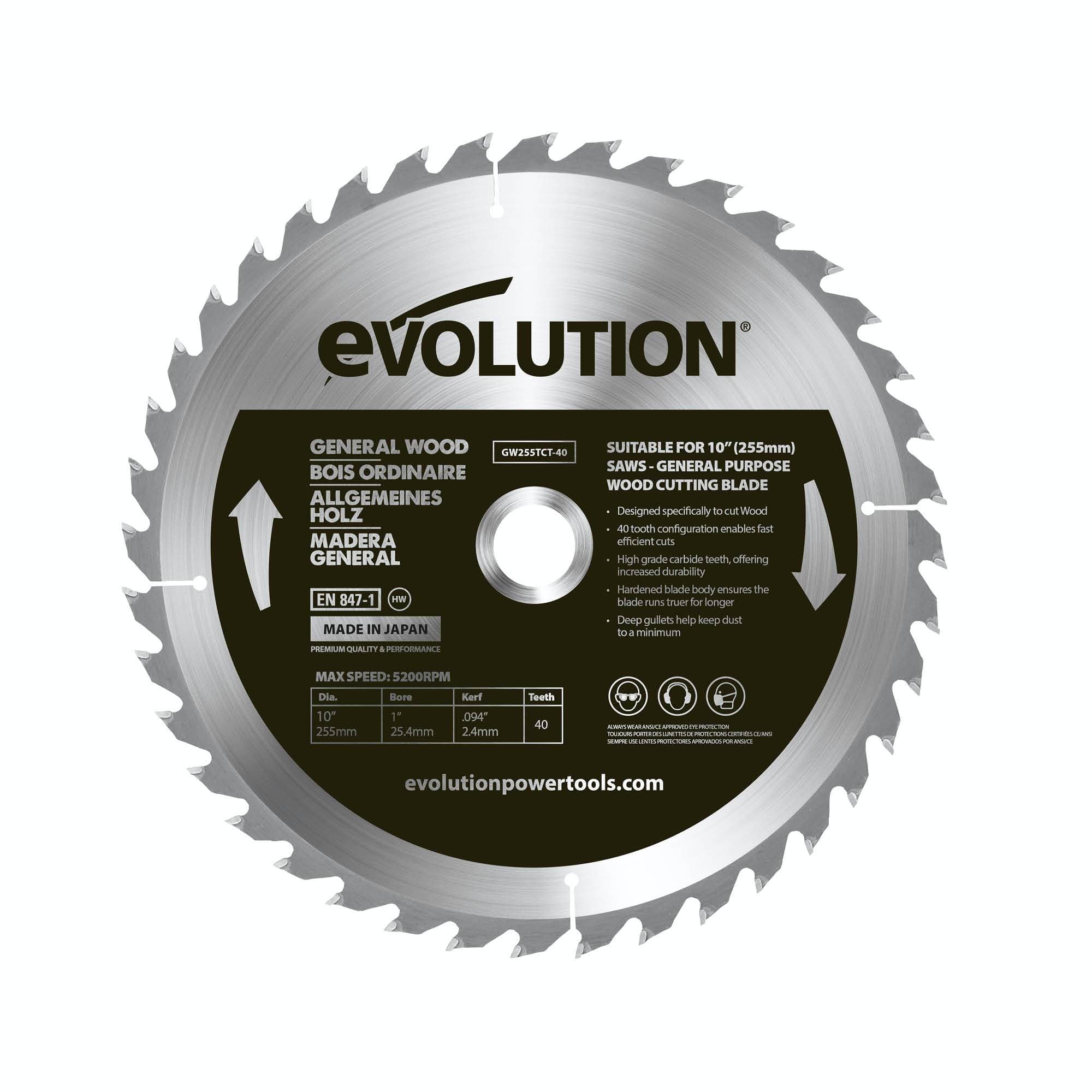 Evolution 255mm TCT list za grubo rezanje drva 40 zuba