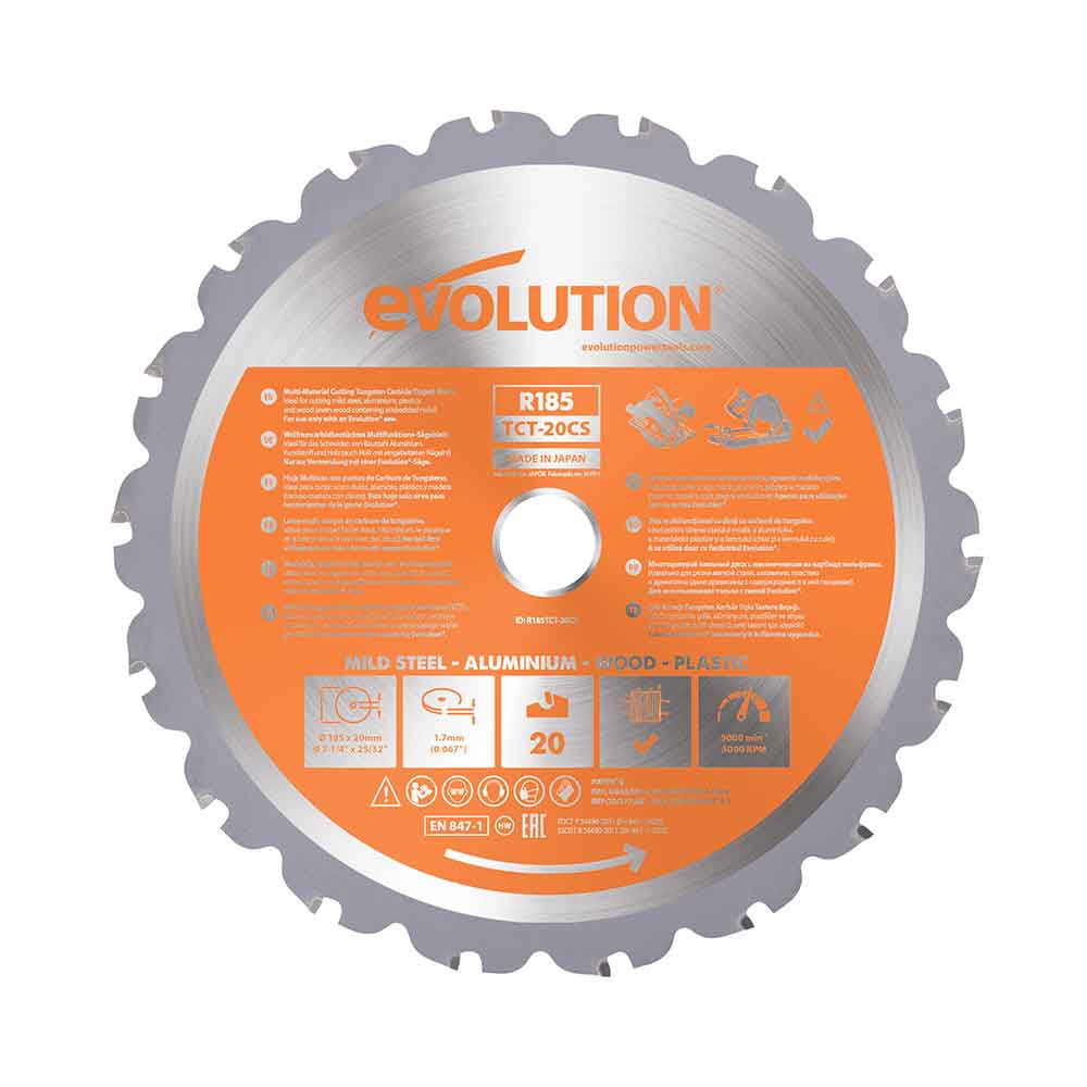 Evolution 185mm list za više materijala, 20 zuba, R185TCT-CS za kružne i preklopne pile