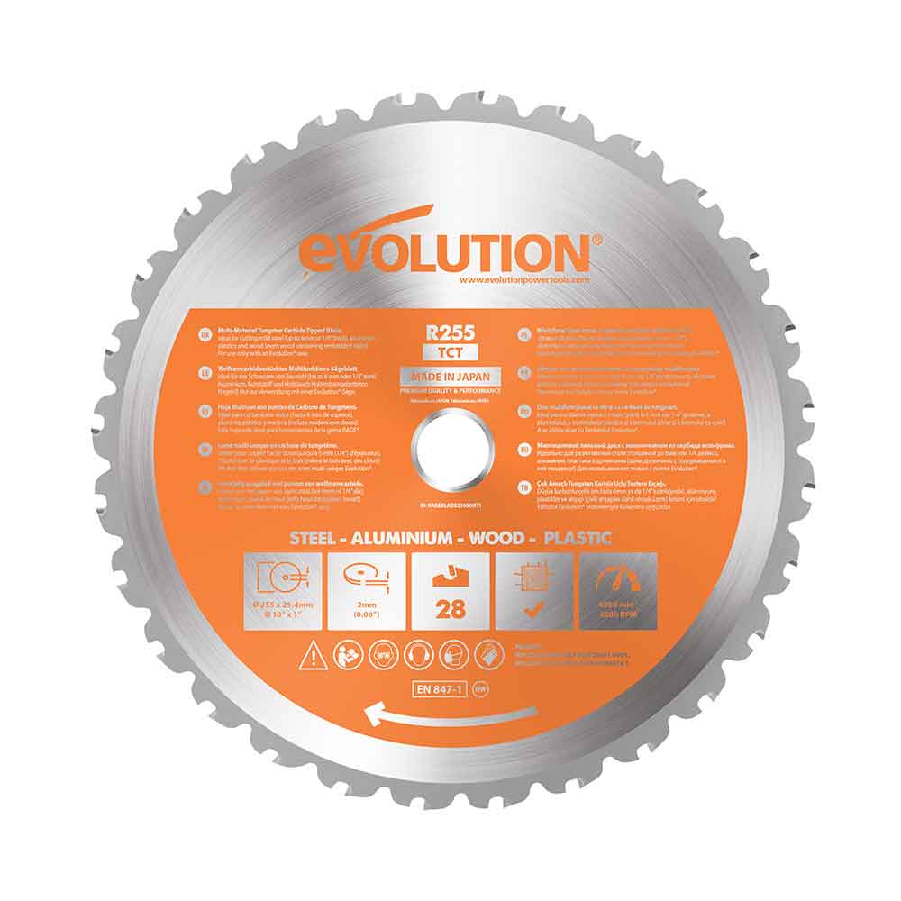 Evolution 255mm list za kutne i stolne pile za više materijala, 28 zuba